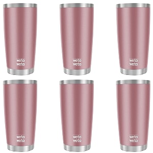 wetoweto 20oz tumbler stainless steel vacuum insulated coffee travel mug double wall powder coated insulated coffee mug travel mug with lid thermal cup for outdoor rose gold 6 pack