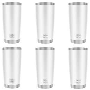 wetoweto 20oz tumbler stainless steel vacuum insulated coffee travel mug double wall powder coated insulated coffee mug travel mug with lid thermal cup for outdoor white 6 pack