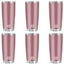 WETOWETO 20oz Tumbler, Stainless Steel Vacuum Insulated Coffee Travel Mug, Double Wall Powder Coated Insulated Coffee Mug Travel Mug with Lid Thermal Cup for Outdoor, Rose Gold, 6 Pack