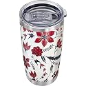 WETOWETO 20oz Tumbler, Stainless Steel Vacuum Insulated Water Coffee Tumbler Cup, Double Wall Powder Coated Spill-Proof Travel Mug Thermal Cup for Home Outdoor (Red Flower, 1 Pack)
