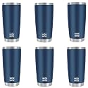 WETOWETO 20oz Tumbler, Stainless Steel Vacuum Insulated Coffee Travel Mug, Double Wall Powder Coated Insulated Coffee Mug Travel Mug with Lid Thermal Cup for Outdoor, Navy Blue, 6 Pack