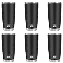 WETOWETO 20oz Tumbler, Stainless Steel Vacuum Insulated Coffee Travel Mug, Double Wall Powder Coated Insulated Coffee Mug Travel Mug with Lid Thermal Cup for Outdoor, Black, 6 Pack