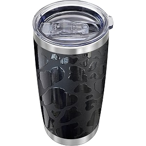 wetoweto 20oz tumbler stainless steel vacuum insulated water coffee tumbler cup double wall powder coated spill-proof travel mug thermal cup for home outdoor black leopard 1 pack