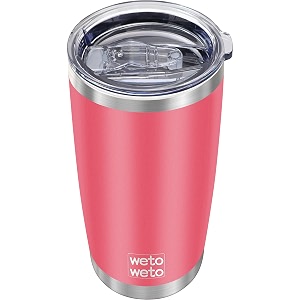 wetoweto 20oz tumbler stainless steel vacuum insulated water coffee tumbler cup double wall powder coated spill-proof travel mug thermal cup for home outdoor watermelon red 1 pack