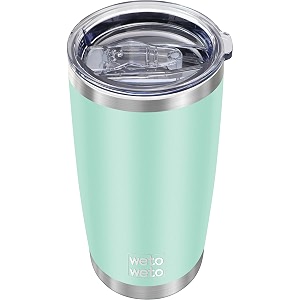 wetoweto 20oz tumbler stainless steel vacuum insulated water coffee tumbler cup double wall powder coated spill-proof travel mug thermal cup for home outdoor light green 1 pack