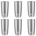 WETOWETO 20oz Tumbler, Stainless Steel Vacuum Insulated Coffee Travel Mug, Double Wall Powder Coated Insulated Coffee Mug Travel Mug with Lid Thermal Cup for Outdoor, Stainless steel, 6 Pack