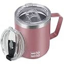 WETOWETO 14 oz Insulated Coffee Mug, Vacuum Camping Mug with Lid, Handle