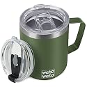 WETOWETO 14 oz Insulated Coffee Mug, Vacuum Camping Mug with Lid, Handle