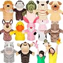 Wettarn 12 Pcs Animal Puppets Set Working Mouth for Kids, Cartoon Style