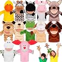 Wettarn 12 Pcs Animal Puppets Set Working Mouth for Kids, Delicate Style