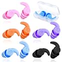 Wettarn 5 Pairs Ear Plugs for Swimming Waterproof Silicone Reusable Swimming Earplugs Noise Canceling Earplugs with Case for Adults Swimmers Pool Surfing Shower Sleeping, 5 Colors
