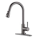 WEWE Pull-Down Kitchen Faucet, 3-Mode Sprayer, Matte Gray, High Arc