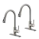 WEWE Pull-Down Kitchen Faucet, 3-Mode Sprayer, Brushed Nickel, 2 Set