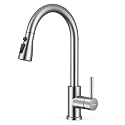 WEWE Pull-Down Kitchen Faucet, 3-Mode Sprayer, Brushed Nickel, High Arc
