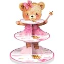 Weysat 3 Tier We Can Bearly Wait Baby Shower Decorations Cupcake Stand Favors Bear Cupcake Holder Pink Jungle Animal Theme Cake Holder for Bear Baby Shower Birthday Party Supplies
