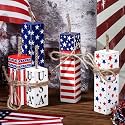 Weysat 5 Pcs 4th of July Tiered Tray Decor, 250th Anniversary Patriotic Wooden Fireworks Centerpiece Table Decoration, Red White Blue Rustic Decor for Memorial Independence Day, Farmhouse Home