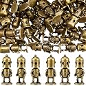 Weysat 50 Pcs Mini Brass Robot Figurine, Metal Vintage Bronze Robot Statue