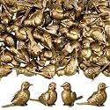 Weysat 50 Pcs Mini Bronze Bird Statue, Falls Bird Figurine Decor