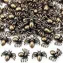 Weysat 50 Pcs Mini Bronze Spider Statue, Mini Metal Spider Figurine