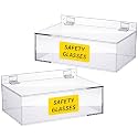 Weysat Acrylic Safety Glasses Holder Safety Glasses Dispenser with Lid Stand or Wall Organizer for Disposable Goggle Storage