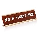 Weysat Funny Office Desk Sign - Desk of a Humble Genius Funny Office Decor