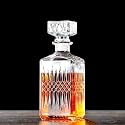 WEZOSHINET 1 Litre Whiskey Bottle Decanter for Whisky Scotch, Liquor, Vodka, Wine or Bourbon | Irish Cut | Food Grade Bpa Free | Airtight Cap with Silicon Grip (1000 ML Wine Decanter) - Glass