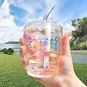 WEZOSHINET Glass Tumblers with Straws and Lids