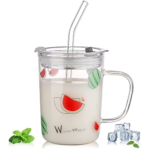 WEZOSHINET Transparent Coffee Mug with Lid Glass