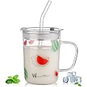 WEZOSHINET Transparent Coffee Mug with Lid Glass