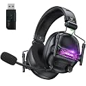WESEARY WG2 Wireless Gaming Headphone for PS5, PS4, PC, Switch, Mac, Crystal Stereo Bluetooth Headphones, Wireless Headset 2.4GHz with Lossless Audio, 50 Hr Battery, Cool LED