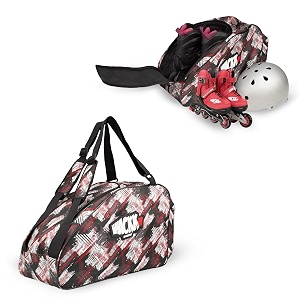 whackk steezy 33l printed skating bag red  water-resistant skate backpack amp shoulder bag with helmet pocket  padded roller skate bag for kids amp adults