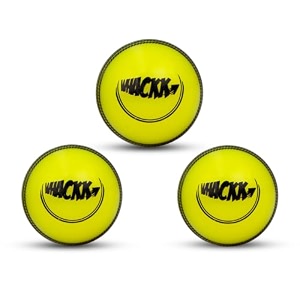 whackk i10 t-20 wind ball 72mm 120gms multicolor  synthetic practice cricket balls  swing balls for match training indoor outdoor amp street cricket yellow set of 3