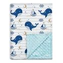 SANDJEST Whale Baby Blanket for Boys or Girl 30x40 - Soft Kids Throw Minky Blankets with Dotted Backing for Babies - Toddler Newborn Nursery Crib Bedding Blanket