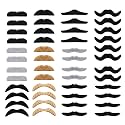 Whaline 48Pcs Fake Mustaches Self-Adhesive Novelty Mustaches Set Costume Facial Hair for Halloween Masquerade Party Decor