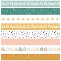 Whaline 82Ft Boho Bulletin Board Borders 8 Designs 72Pcs Rainbow Themed Decoration Colorful Trim Border Stickers for School Classroom Office Party Decoration