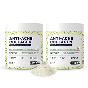 what39s up wellness anti-acne collagen  certified marine titagen collagen with mangosteen amp biotin reduces adult acne for men amp women  mixed fruit  pack of 2 powder 2 count 25 servings
