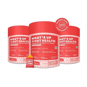 what39s up wellness gut health supplements gummies  prebiotics amp probiotics supplement  constipation bloating gas amp acidity relief  gut cleanse detox  pack of 3