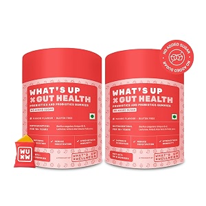 what39s up wellness gut health supplements gummies  prebiotics amp probiotics supplement  constipation bloating gas amp acidity relief  gut cleanse detox  pack of 2
