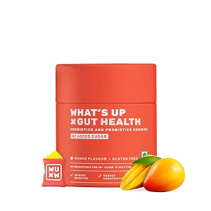 whats up gut health supplements gummies  prebiotics amp probiotics supplement  constipation bloating gas amp acidity relief  gut cleanse detox  clinically proven strain  15 days pack of 1