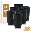 Wheat Straw Cups 6 Pcs, 16 OZ Plastic Drinking Cups (Black)