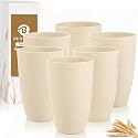 Wheat Straw Cups, Kitchen Cups, 20oz Large Cups Set of 6 (Beige)