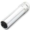 Wheel Accessories Parts Chrome 6 Point Spline Drive Tuner Socket Key Tool for 6 Spline Lug Nut 16.2mm Inner Diameter- Dual Hex Key with 19mm and 21mm (13/16)