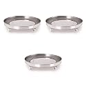Stainless Steel Gas Cylinder Trolley With Wheels | LPG Stand for Kitchen | Trolley With Rubber Support on Top - Silver (Set of 3)