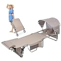 Wheel-To-Go Oversized Tanning Chair with Face Hole &amp; Wheels | Portable Heavy Duty Folding Lounge Chair | Outside Sunbathing Reading Relaxing Beach Poolside Lawn | XL Wide | 330 LBS (Patent Design)
