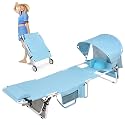Wheel-To-Go Oversized Tanning Chair with Face Hole &amp; Wheels | Portable Heavy Duty Folding Lounge Chair | Outside Sunbathing Reading Relaxing Beach Poolside Lawn | XL Wide | 330 LBS (Patent Design)