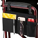 Wheelchair Side Bag with Cup Holder, Wheelchair Armrest Pouch Accessories for Walker, Rollator, Wheelchair, Electric Scooter Wheelchairs, Adults, Seniors Ideal Gift-Black