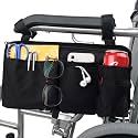 Wheelchair Side Bag with Cup Holder,Wheelchair Armrest Accessories Storage Pouch for Rollator，Walker，Power Wheelchairs，Nylon Walker Side Bag, Black