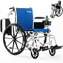 Wheelchairs for Adults, Lightweight Wheelchair Foldable 20'' Manual Transport Chair with Swing-Away Footrests &amp; Flip-Back Arms bariatric Wheelchair (Supports 400 lbs) Detachable Cushion &amp; Dual Brakes