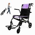 Wheelchairs for Adults –Transport Wheelchair Lightweight Foldable with Telescopic Handle, 18-Inch Seat Width, Portable Travel Wheelchair for Seniors, Supports Up to 350 lbs,Purple
