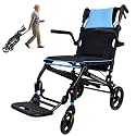 Wheelchairs for Adults –Transport Wheelchair Lightweight Foldable with Telescopic Handle, 16-Inch Seat Width, Portable Travel Wheelchair for Seniors, Supports Up to 350 lbs,Blue